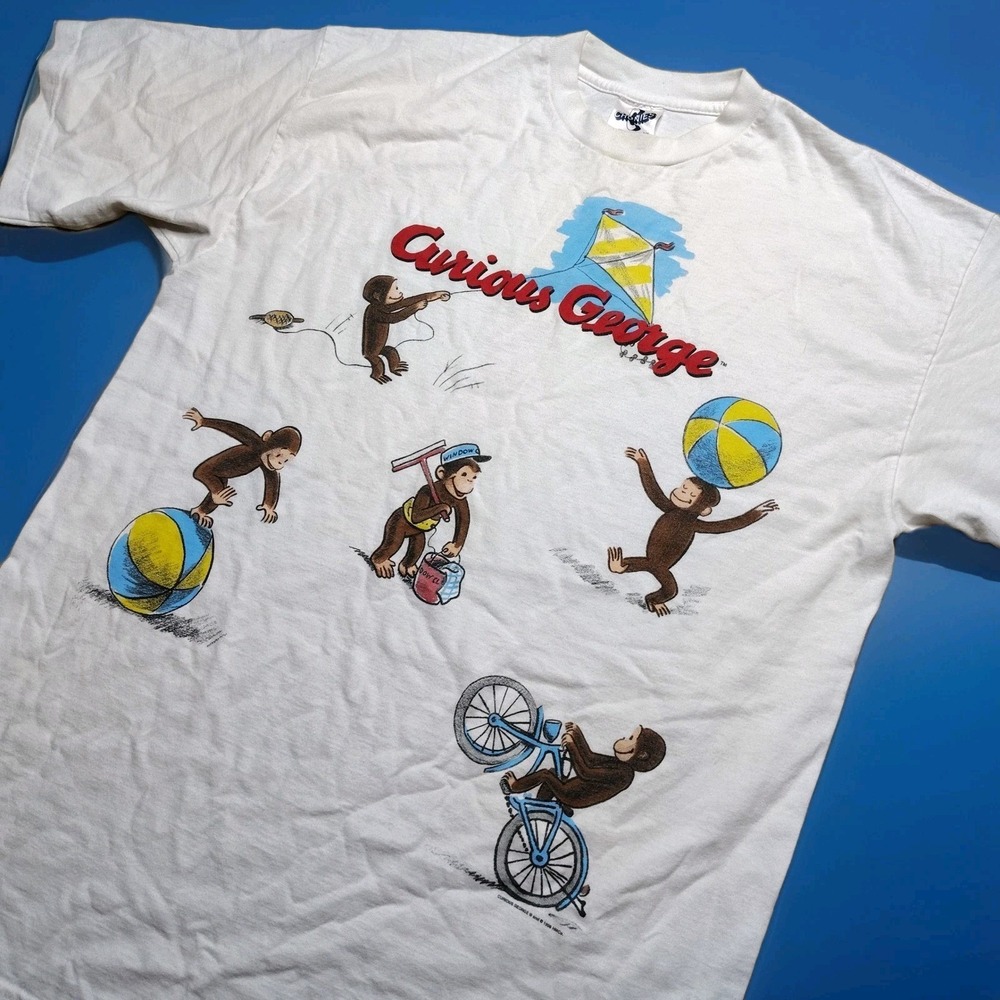 Cronies Curious George T Shirt Mens XL White 1998 Vintage Graphic Tee